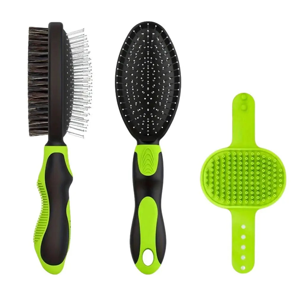 2PCS Pet Grooming Brushes Deshedding Bath Brush for Dogs Cats & Horses Green Wholesale Hub
