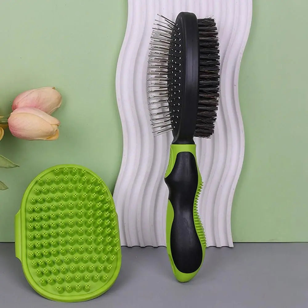 2PCS Pet Grooming Brushes Deshedding Bath Brush for Dogs Cats & Horses Green Wholesale Hub