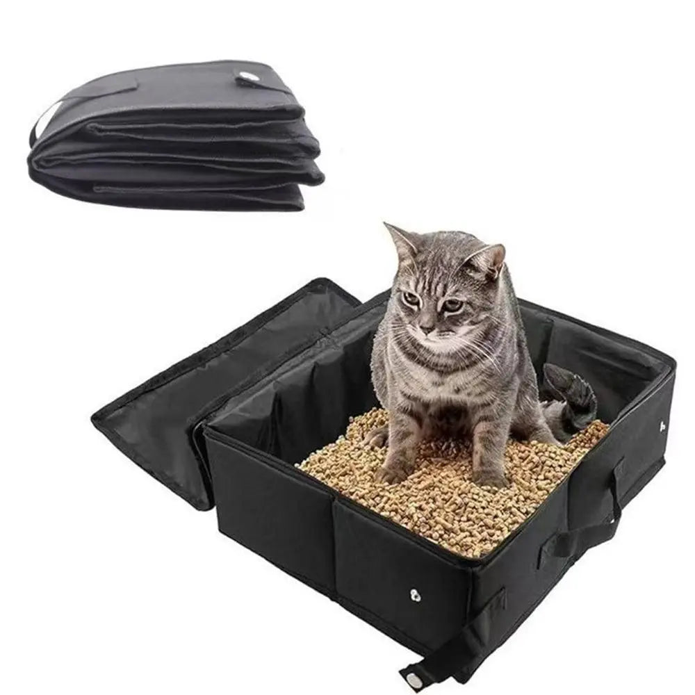 Portable Foldable Cat Travel Litter Box - Waterproof & Easy to Clean Black Wholesale Hub