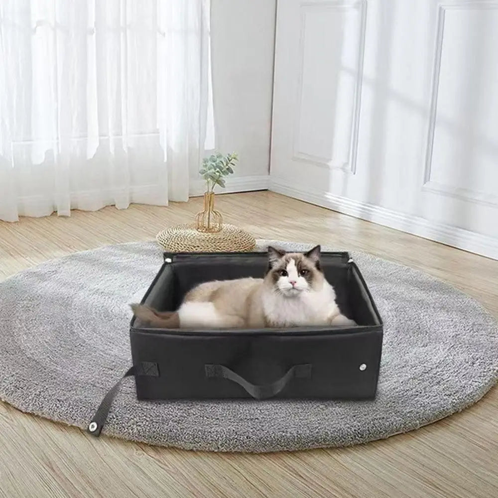 Portable Foldable Cat Travel Litter Box - Waterproof & Easy to Clean Black Wholesale Hub