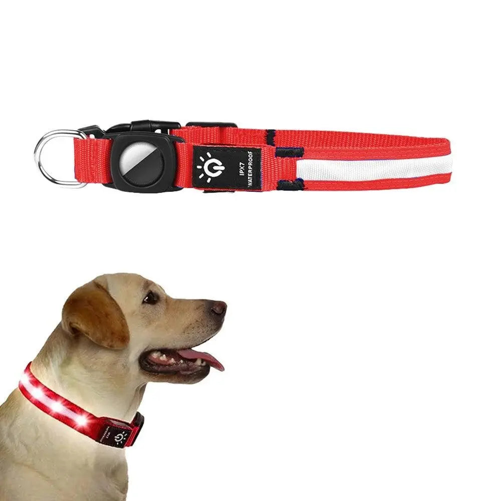 Luminous LED Pet Dog Collar Light-up USB Rechargeable Dog Collar Red - S Wholesale Hub