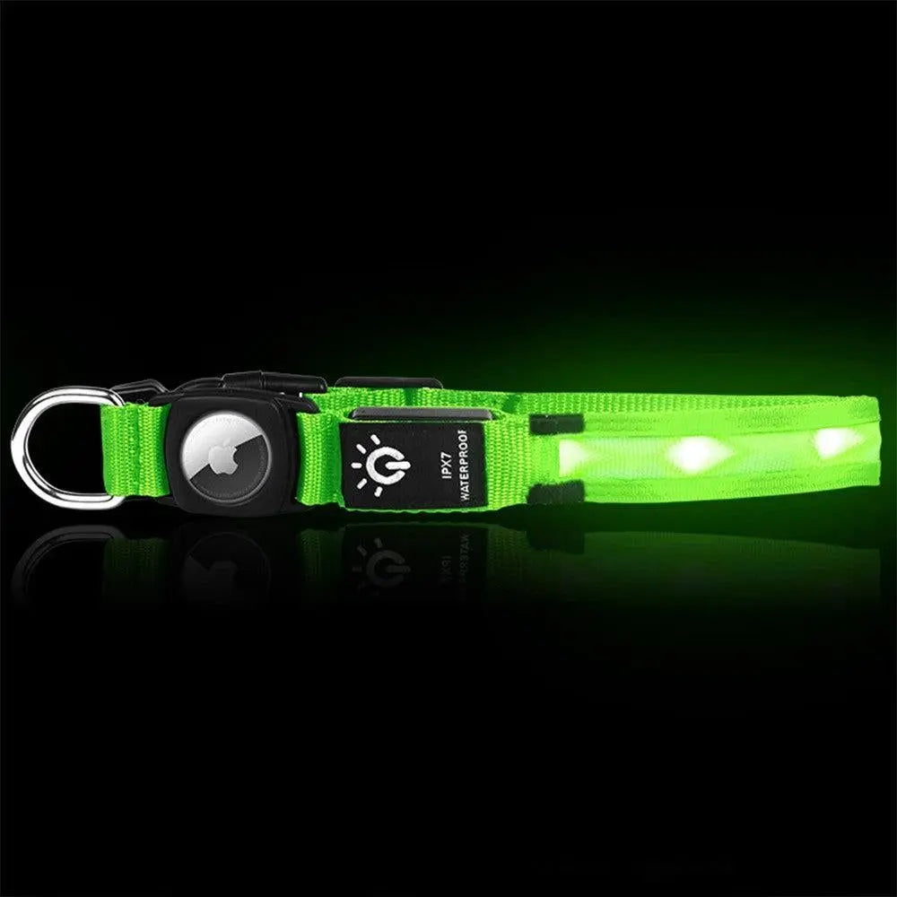 Luminous LED Pet Dog Collar Light-up USB Rechargeable Dog Collar Green - M Wholesale Hub