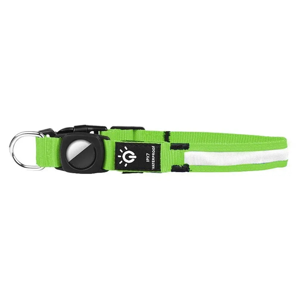Luminous LED Pet Dog Collar Light-up USB Rechargeable Dog Collar Green - L Wholesale Hub