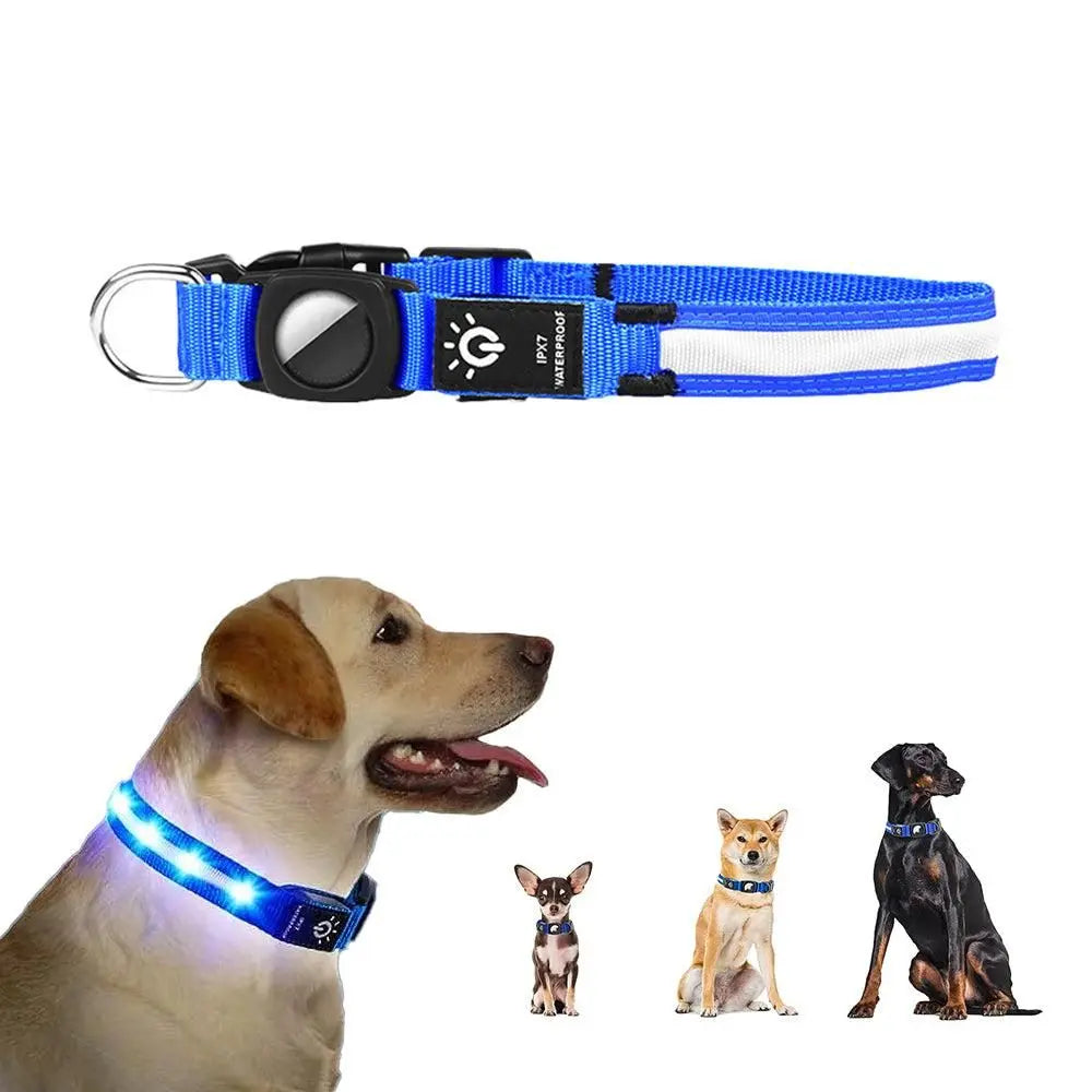 Luminous LED Pet Dog Collar Light-up USB Rechargeable Dog Collar Blue - S Wholesale Hub
