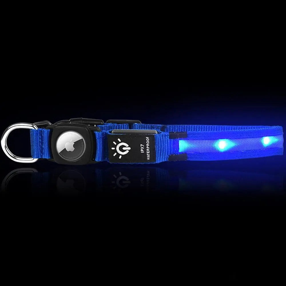 Luminous LED Pet Dog Collar Light-up USB Rechargeable Dog Collar Blue - L Wholesale Hub