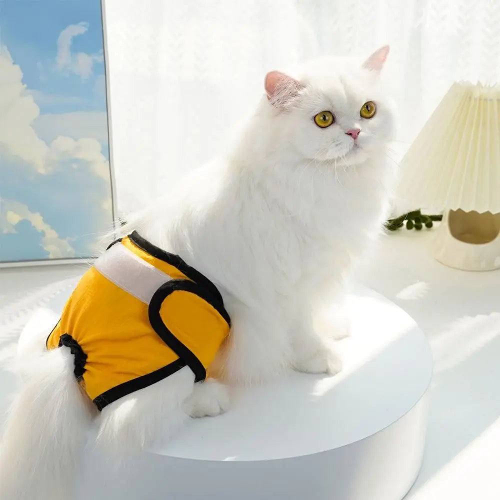 Washable Female Pet Nappy Diaper Dog Cat Physiological Pants Yellow - S Wholesale Hub