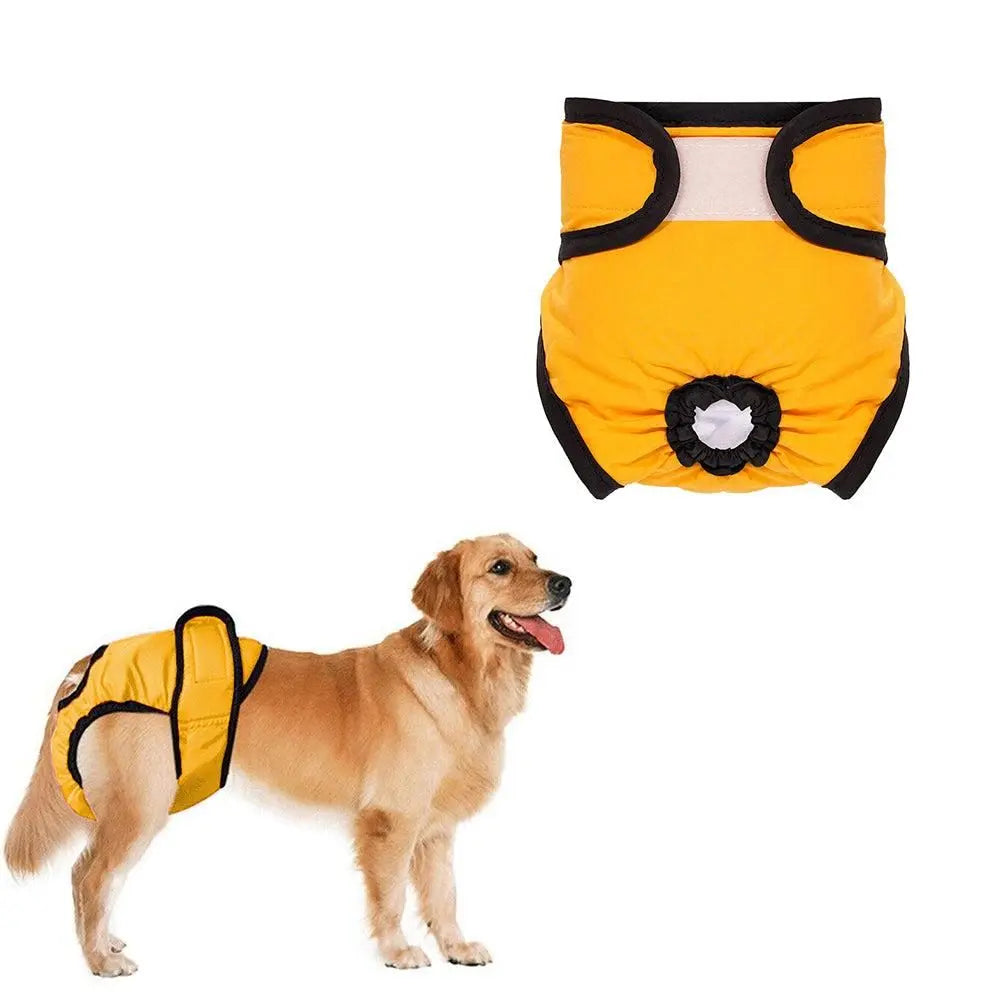 Washable Female Pet Nappy Diaper Dog Cat Physiological Pants Yellow - S Wholesale Hub