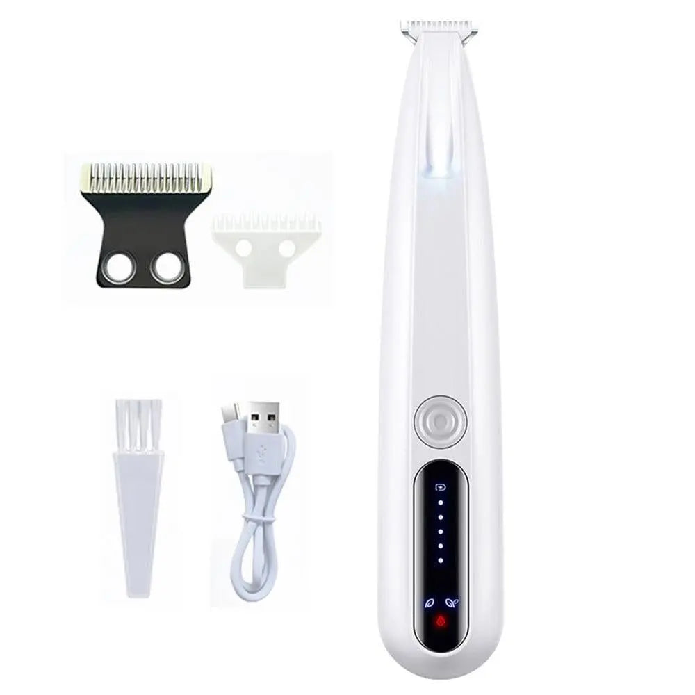 Dog Paw Trimmer with LED Light Rechargeable Pet Hair Clippers for Small Dogs Cats White Wholesale Hub