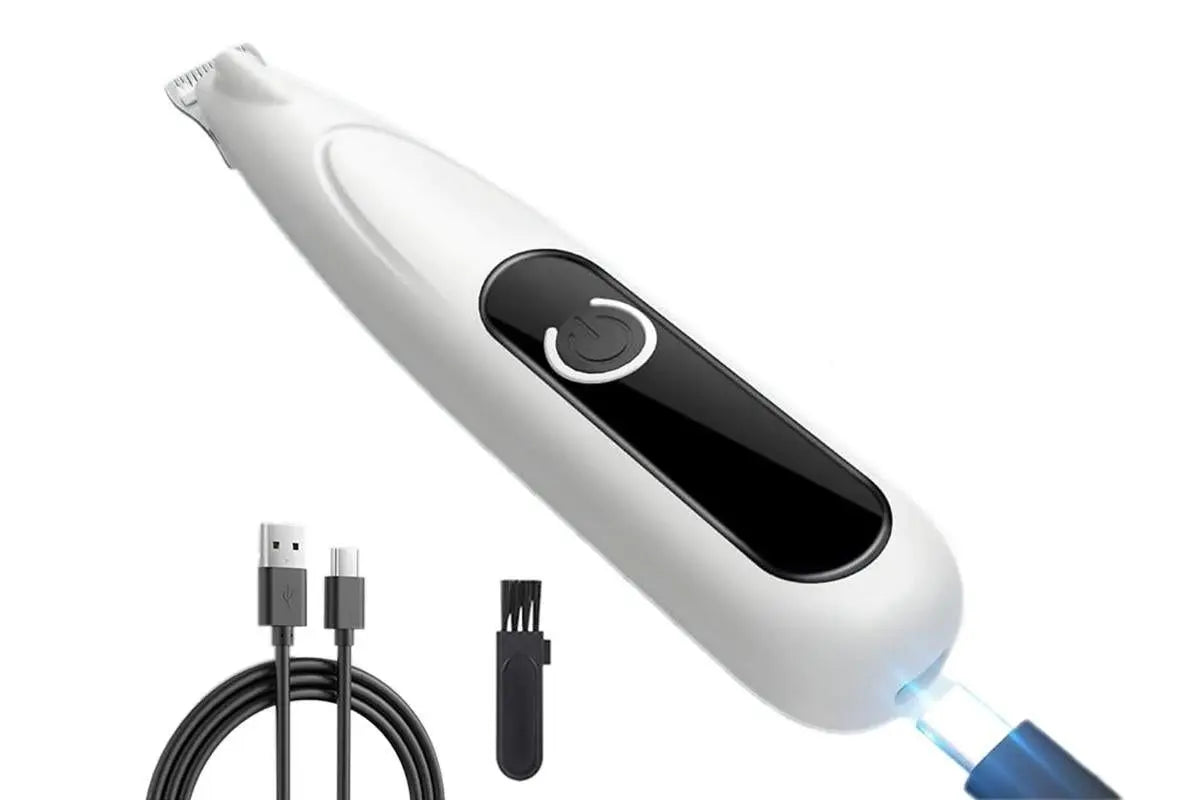 Dog Paw Trimmer with LED Light Rechargeable Pet Hair Clippers for Small Dogs Cats White Wholesale Hub