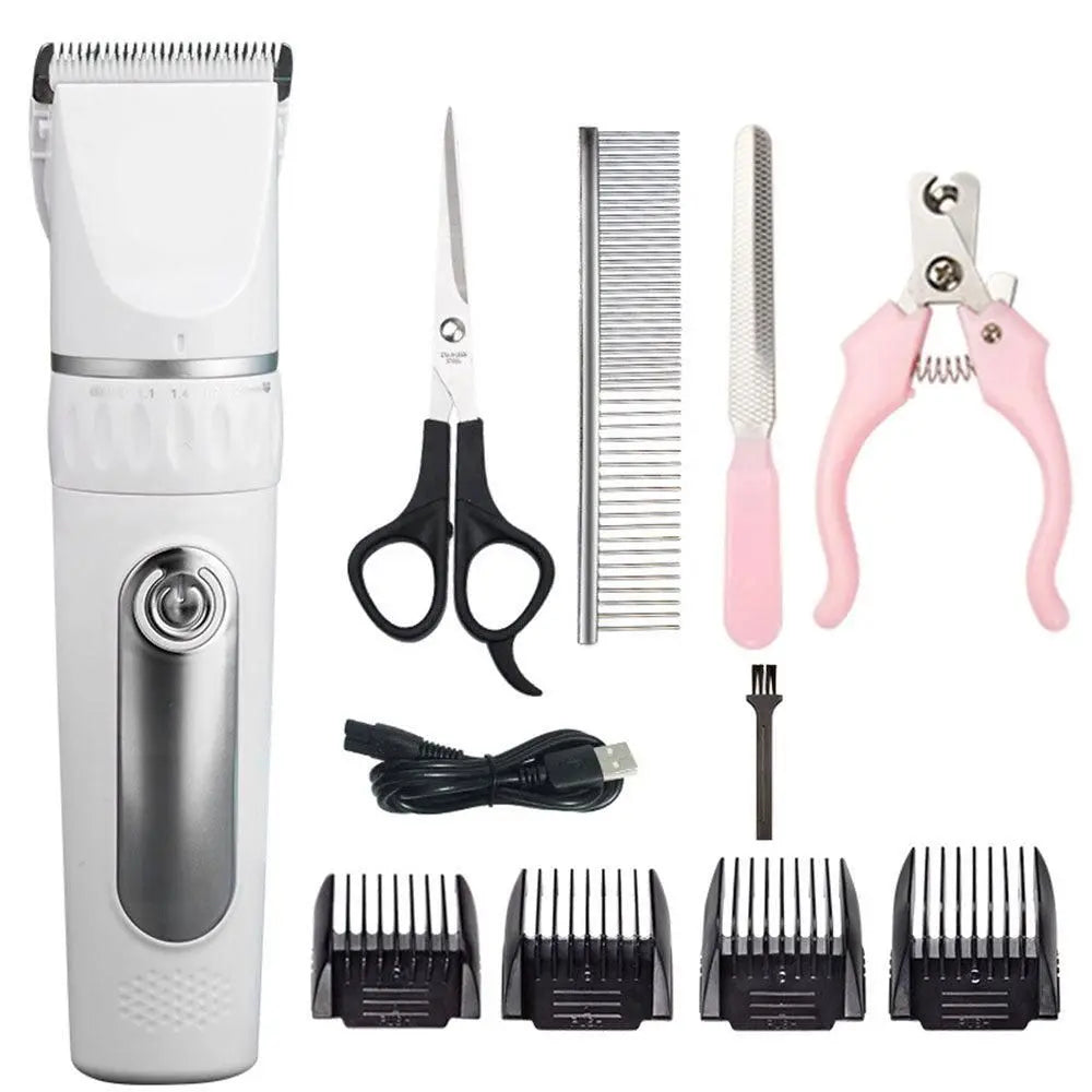 Electric Dog Cat Grooming Kit Cordless Pet Hair Shaver Scissors Clippers Trimmer White Wholesale Hub