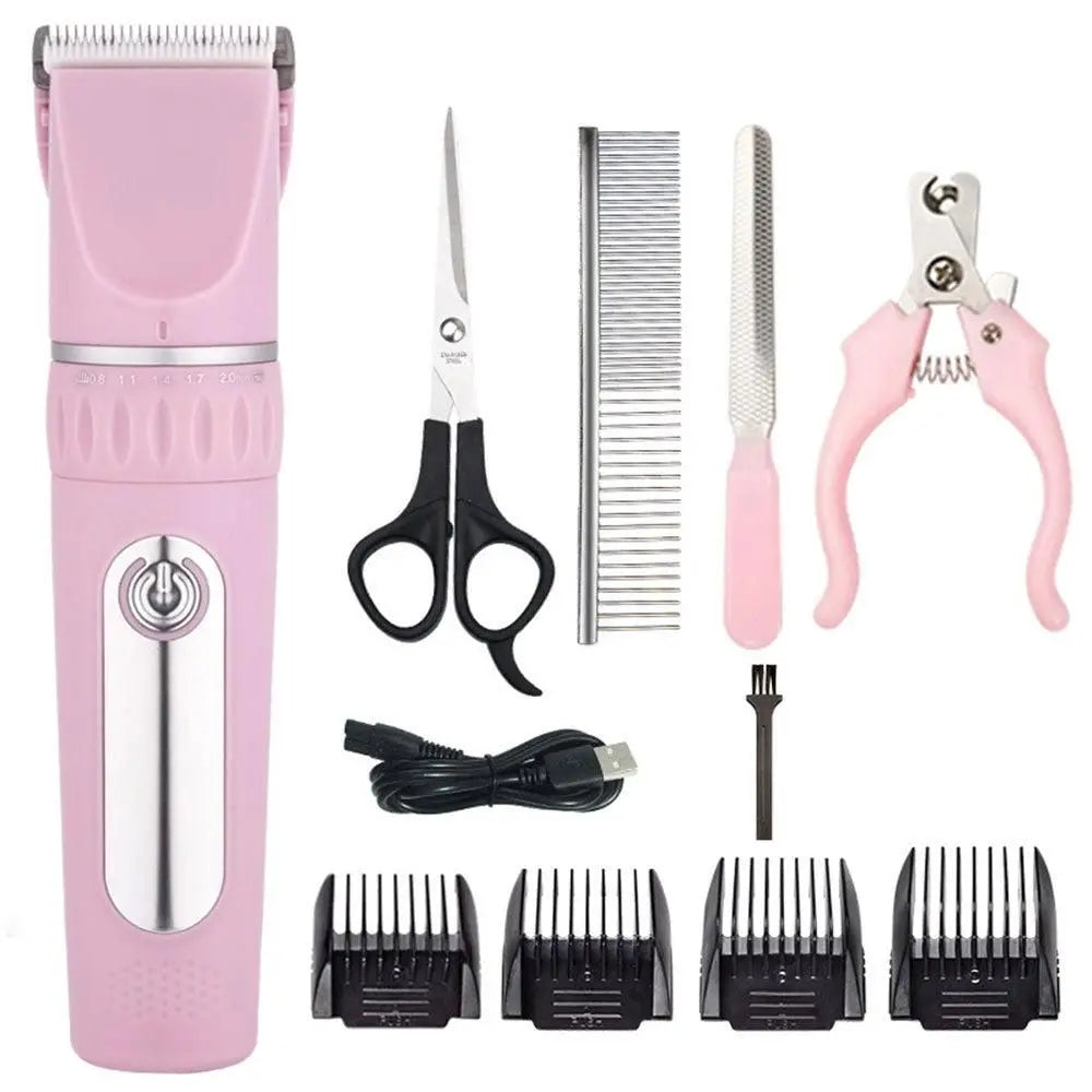 Electric Dog Cat Grooming Kit Cordless Pet Hair Shaver Scissors Clippers Trimmer White Wholesale Hub