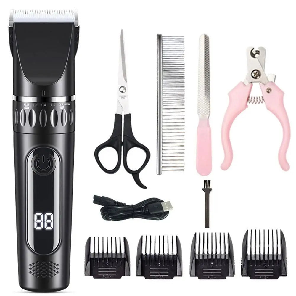 Electric Dog Cat Grooming Kit Cordless Pet Hair Shaver Scissors Clippers Trimmer White Wholesale Hub