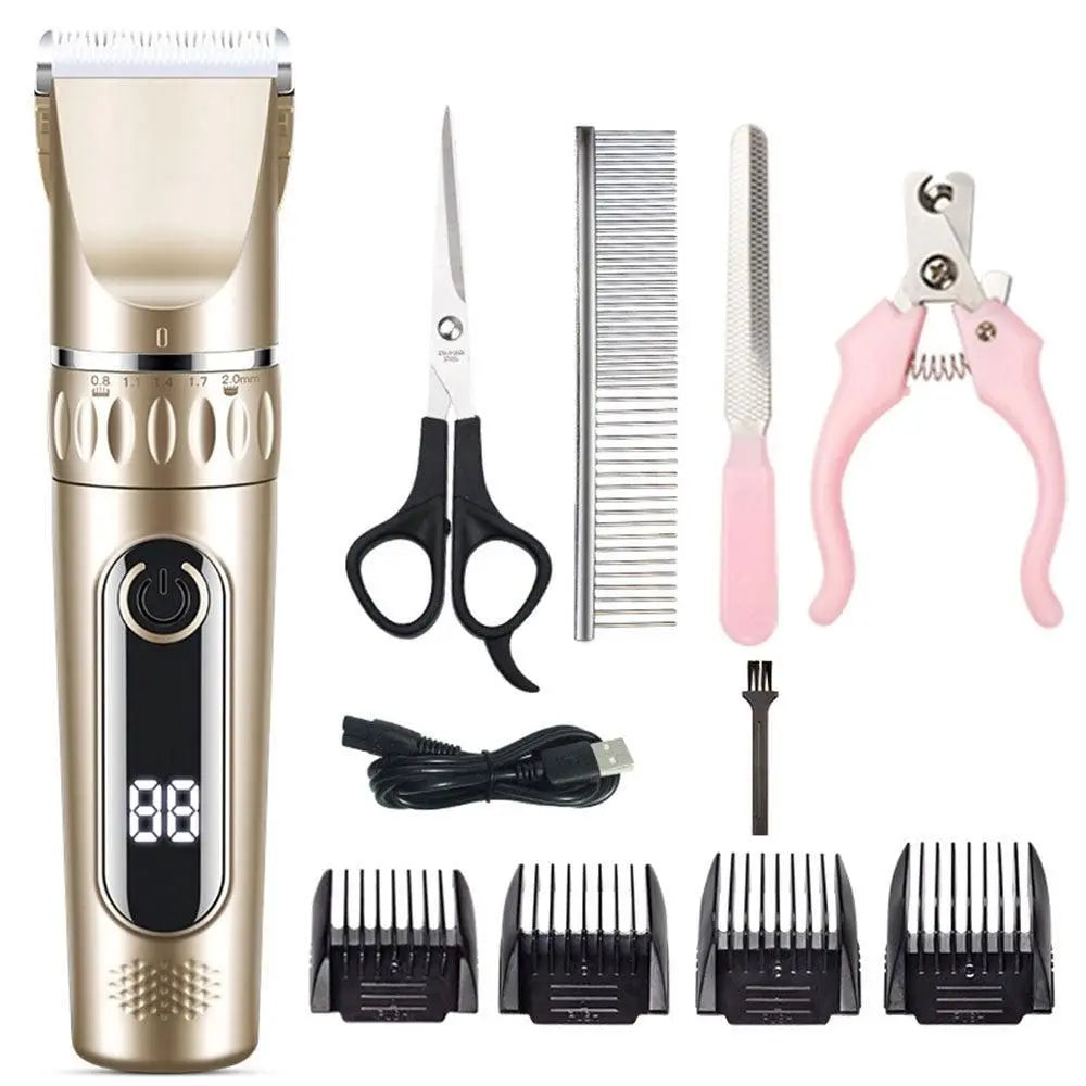 Electric Dog Cat Grooming Kit Cordless Pet Hair Shaver Scissors Clippers Trimmer White Wholesale Hub
