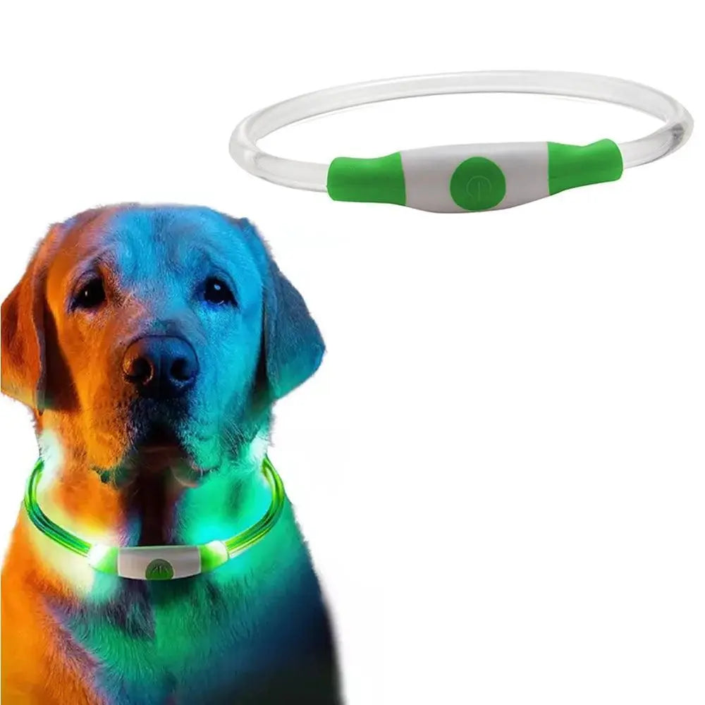 Light-Up Pet Dog Collars USB Rechargeable Pet Collar Adjustable Size Pet Collar Green - L Wholesale Hub