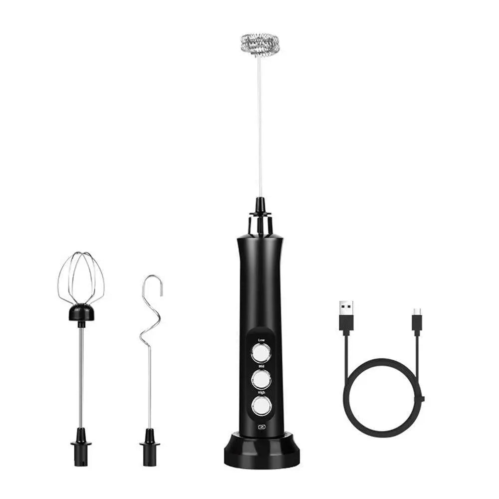 Handheld Electric Milk Frother - USB Rechargeable - Black Wholesale Hub