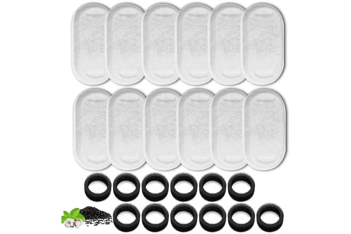 12 Sets Carbon Filters Water Fountain Replacement for Pet Dog Cat Water Drinking Wholesale Hub