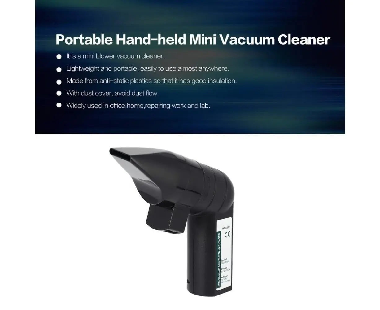 25000rpm Mini Blower Vacuum Cleaner Cleaning Tool for PC Keyboard Laptop Printer - Black Wholesale Hub