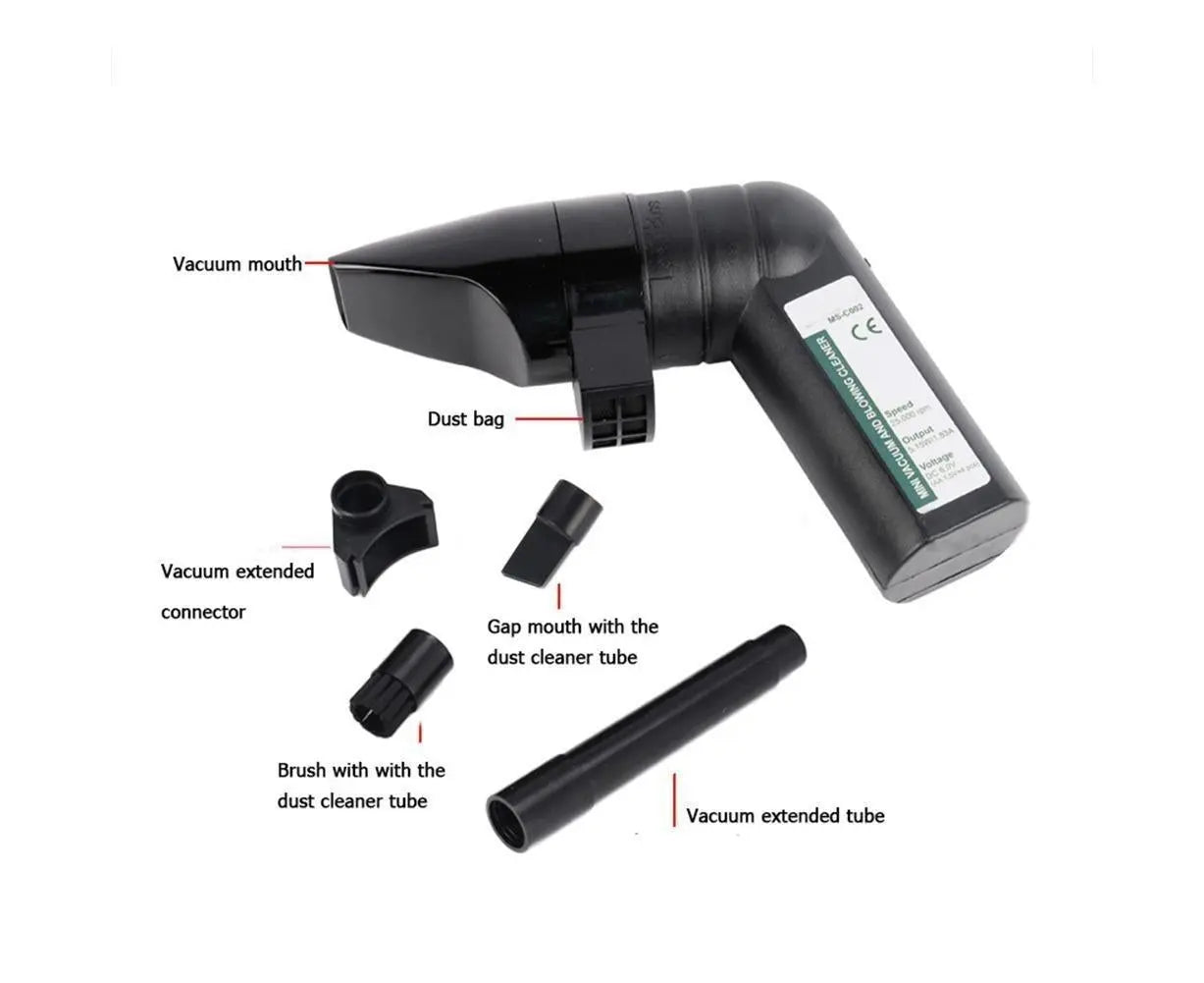 25000rpm Mini Blower Vacuum Cleaner Cleaning Tool for PC Keyboard Laptop Printer - Black Wholesale Hub