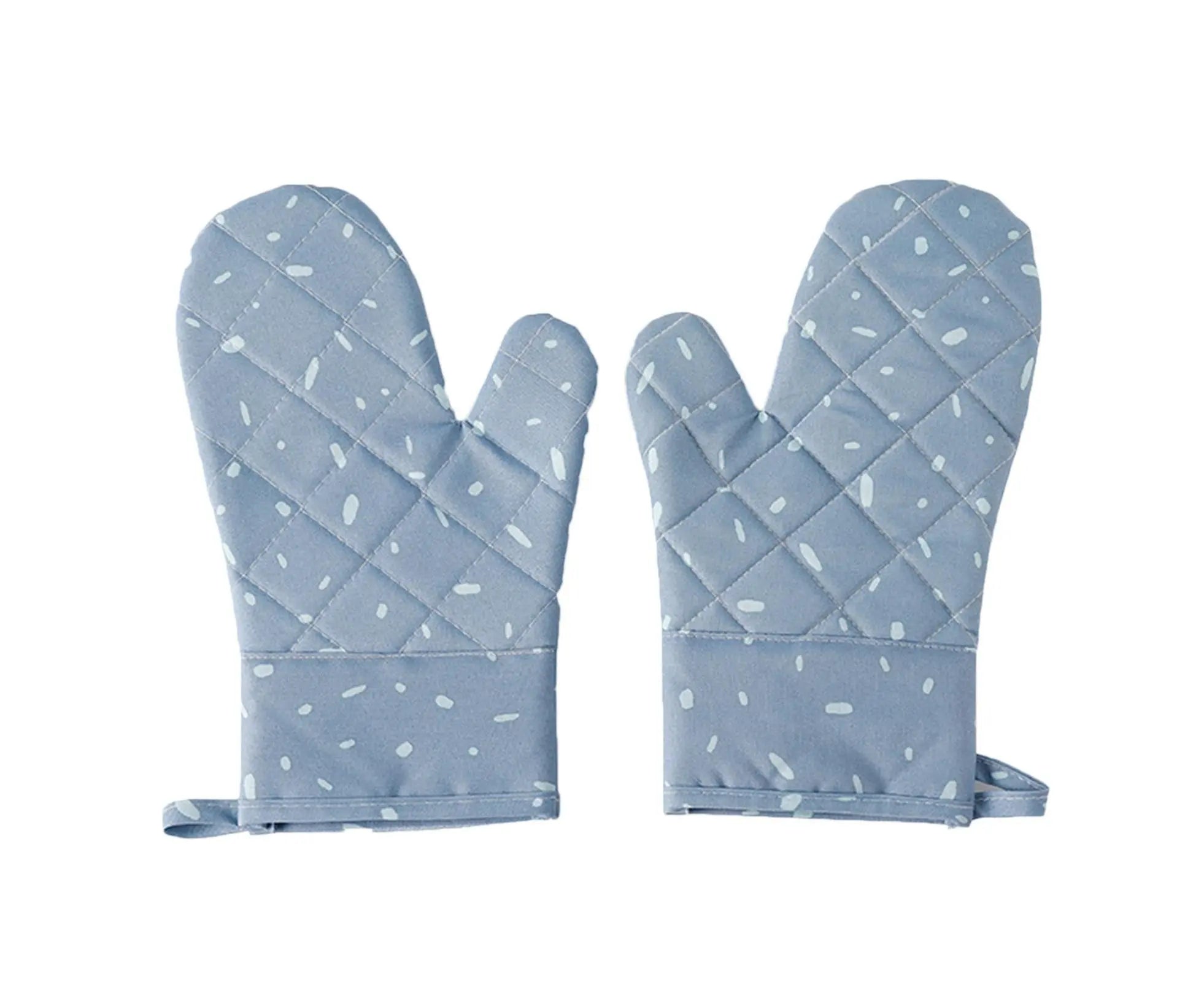 1 Pair Oven Gloves Anti-sbabies Heat Insulation Fabric Thicker Baking Mitts for Kitchen-Blue Wholesale Hub