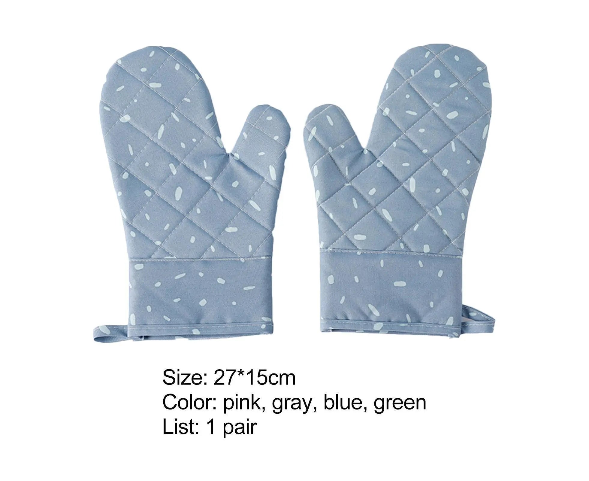 1 Pair Oven Gloves Anti-sbabies Heat Insulation Fabric Thicker Baking Mitts for Kitchen-Blue Wholesale Hub