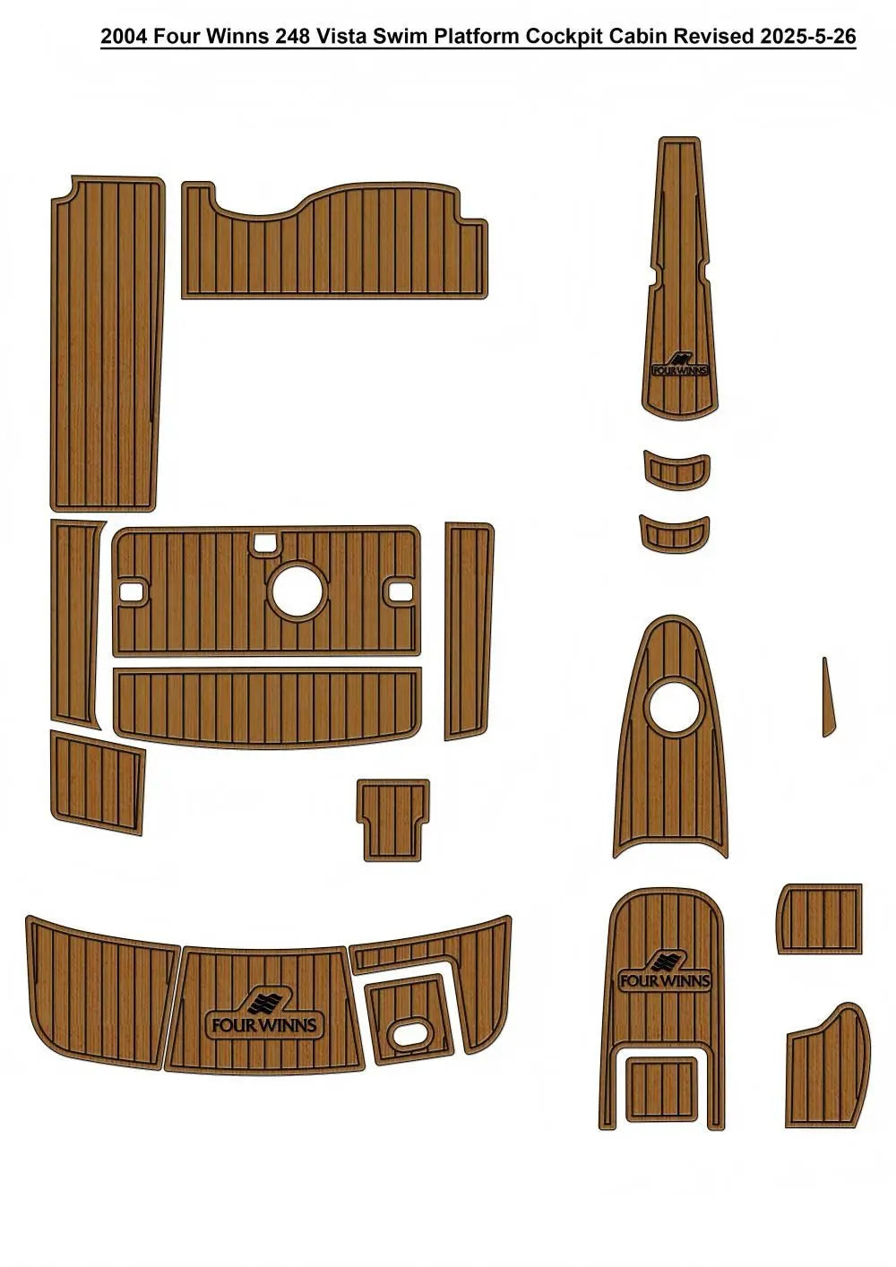 2004 Four Winns 248 Vista Swim Platform Cockpit Bow Pad Boat EVA Foam Faux Teak Deck Floor Mat SeaDek MarineMat Style Self Adhesive Wholesale Hub