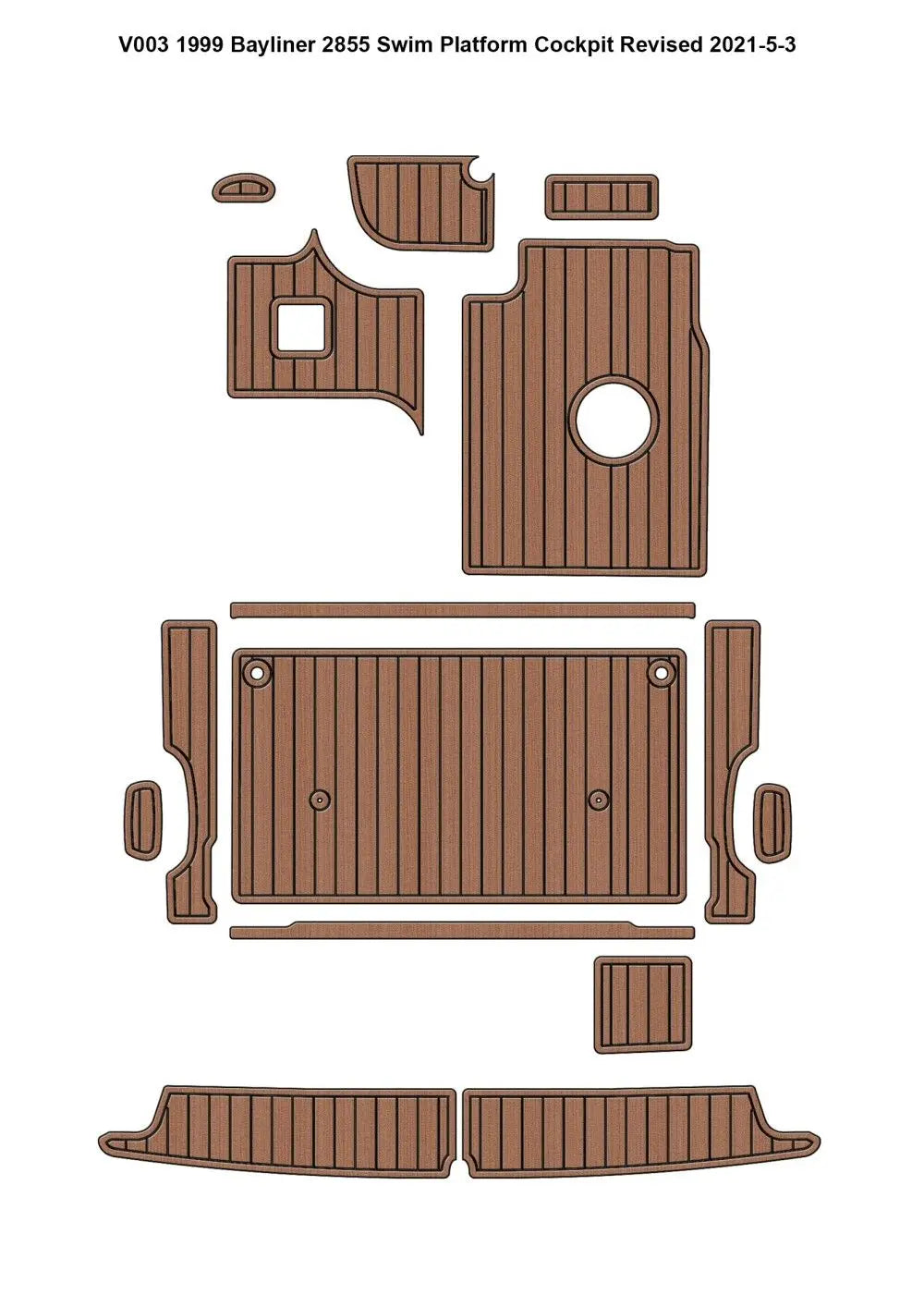 1999 Bayliner 2855 Swim Platform Cockpit Boat EVA Foam Faux Teak Deck Floor Pad Mat SeaDek MarineMat Gatorstep Style Self Adhesive Wholesale Hub