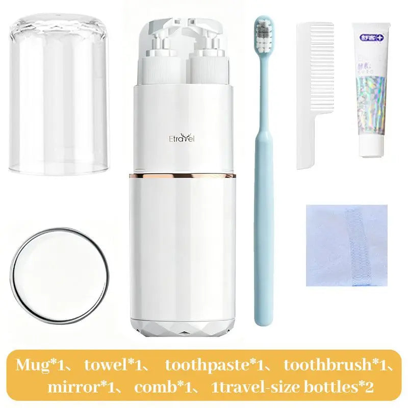 8-in-1 Portable Travel Toiletry Organizer Cup, Travel-Sized Toiletry Set for Business Trips and Vacations, Multifunctional All-in-One Travel Essential - White Wholesale Hub