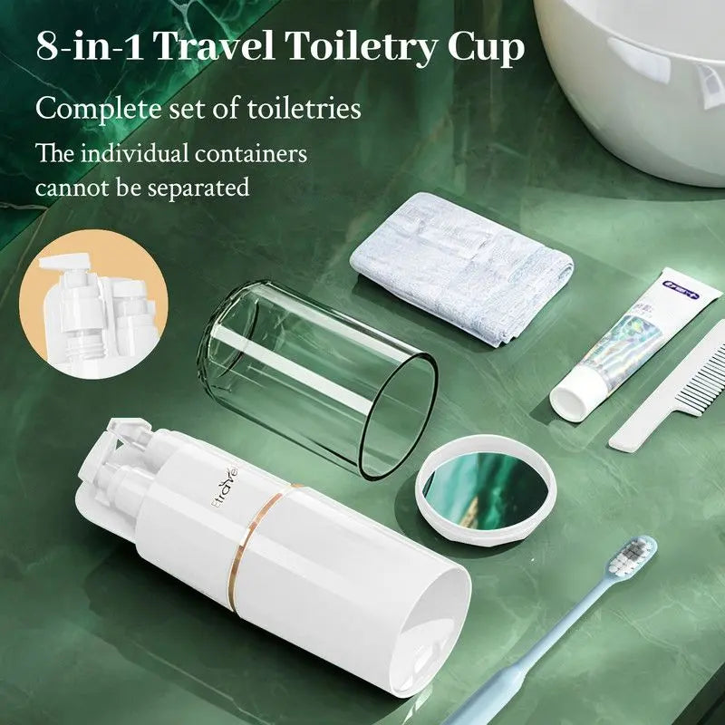 8-in-1 Portable Travel Toiletry Organizer Cup, Travel-Sized Toiletry Set for Business Trips and Vacations, Multifunctional All-in-One Travel Essential - White Wholesale Hub