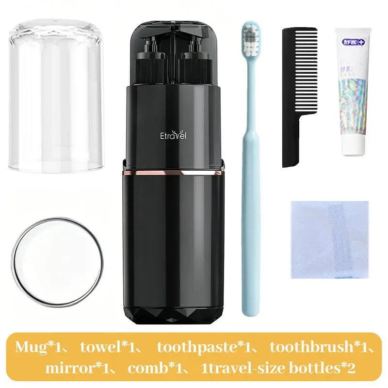 8-in-1 Portable Travel Toiletry Organizer Cup, Travel-Sized Toiletry Set for Business Trips and Vacations, Multifunctional All-in-One Travel Essential - Black Wholesale Hub