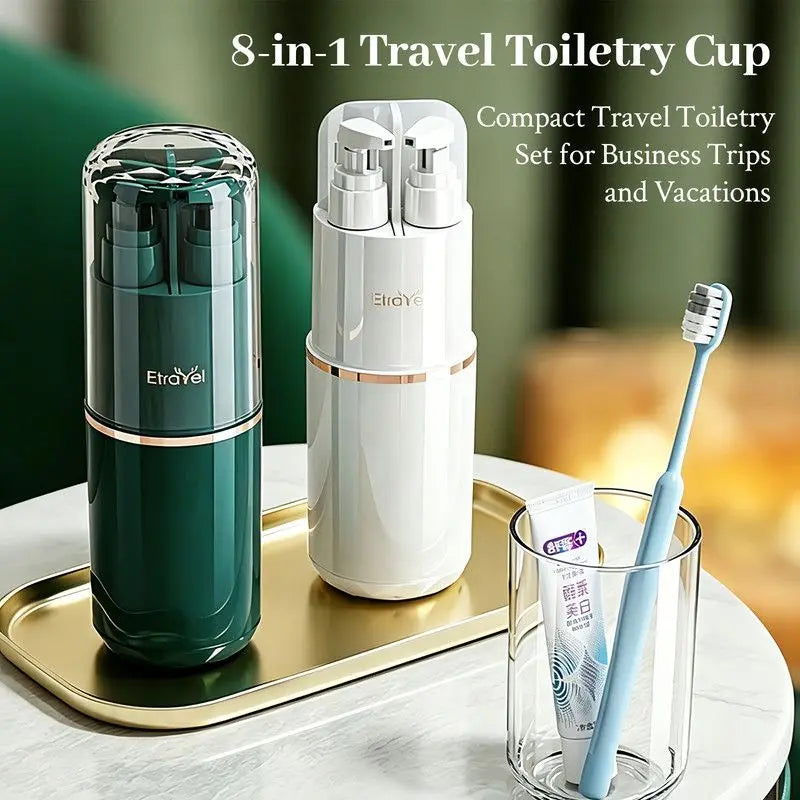8-in-1 Portable Travel Toiletry Organizer Cup, Travel-Sized Toiletry Set for Business Trips and Vacations, Multifunctional All-in-One Travel Essential - Black Wholesale Hub