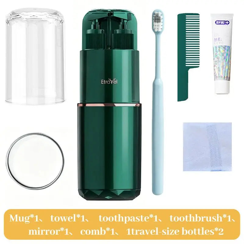 8-in-1 Portable Travel Toiletry Organizer Cup, Travel-Sized Toiletry Set for Business Trips and Vacations, Multifunctional All-in-One Travel Essentials - Green Wholesale Hub