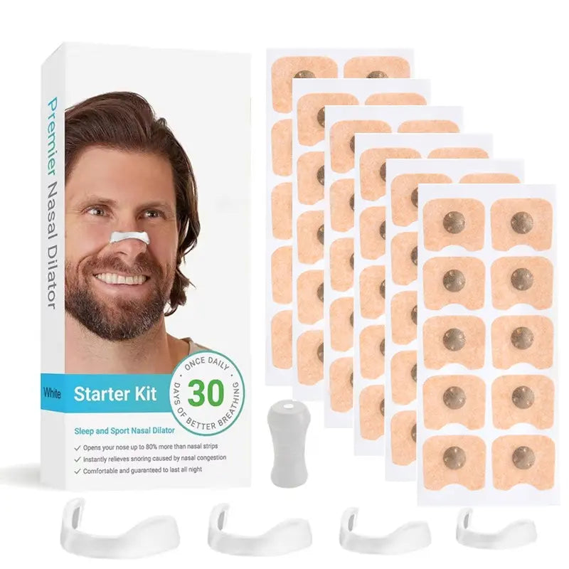 Square Magnetic Nose Clip Set: Anti-Snoring and Breathing-Enhancing Nose Patches—Breathing Aid for Sleep and Exercise—White Wholesale Hub