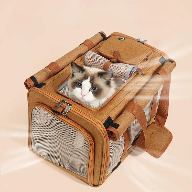 Multifunctional Pet Travel Bag: Large Capacity, Breathable, Portable, Handheld or Crossbody Pet Bag - Black Wholesale Hub
