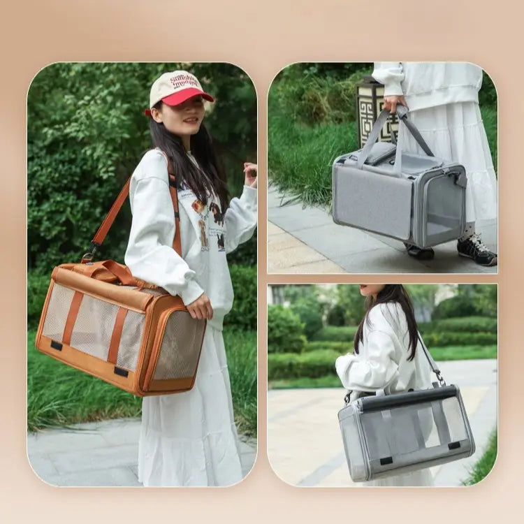 Multifunctional Pet Travel Bag: Large Capacity, Breathable, Portable, Handheld or Crossbody Pet Bag - Gray Wholesale Hub