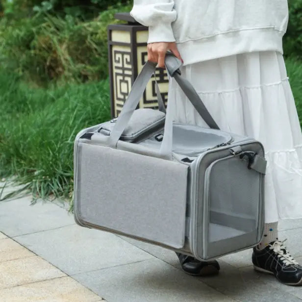 Multifunctional Pet Travel Bag: Large Capacity, Breathable, Portable, Handheld or Crossbody Pet Bag - Gray Wholesale Hub