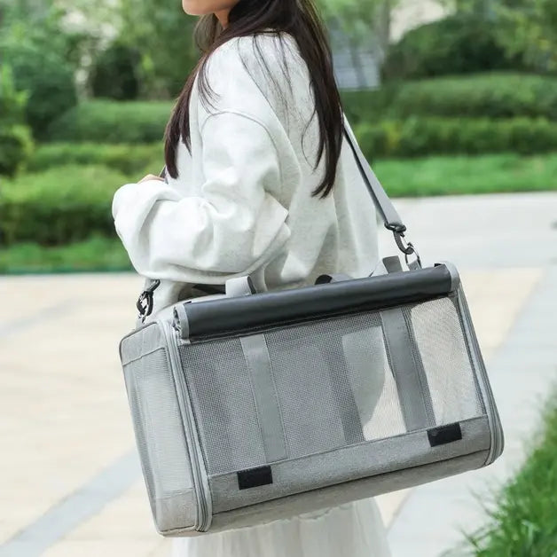 Multifunctional Pet Travel Bag: Large Capacity, Breathable, Portable, Handheld or Crossbody Pet Bag - Gray Wholesale Hub
