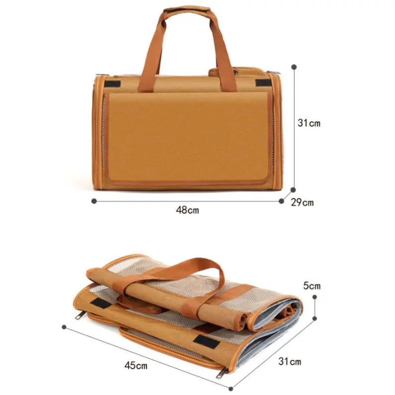 Multifunctional Pet Travel Bag: Large Capacity, Breathable, Portable, Handheld or Crossbody Pet Bag - Brown Wholesale Hub