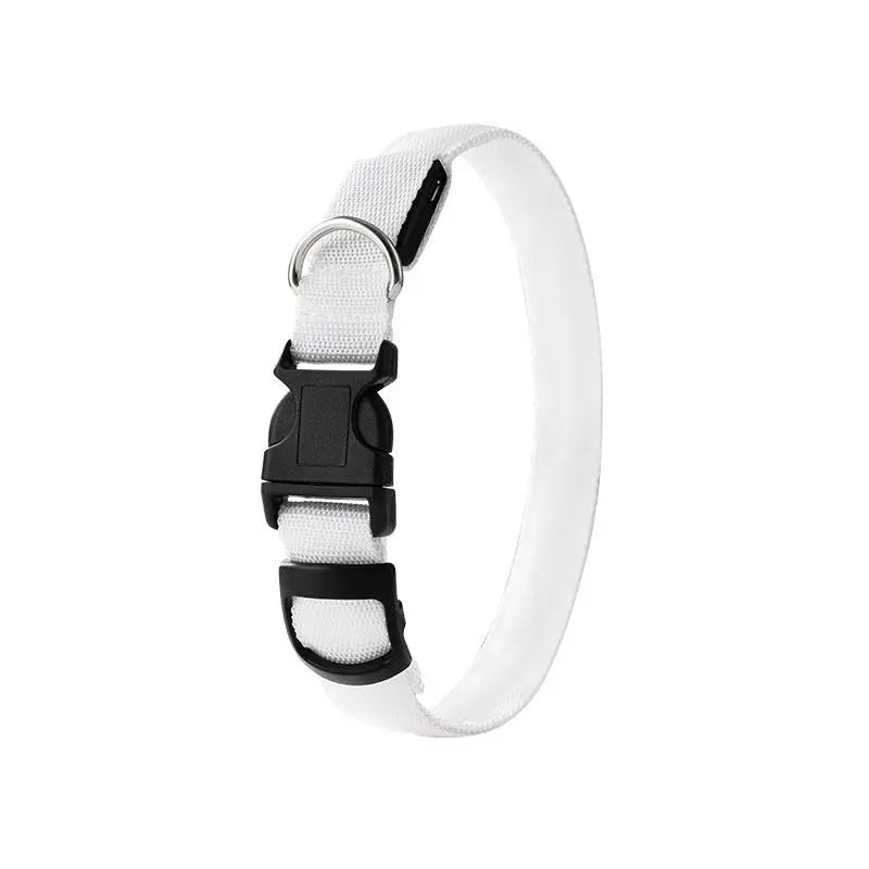 Pet LED Light-Up Collar, Large, Adjustable, USB Rechargeable, for Cats and Dogs, Nighttime Anti-Lost - White Wholesale Hub
