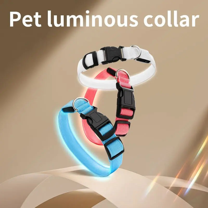 Pet LED Light-Up Collar, Large, Adjustable, USB Rechargeable, for Cats and Dogs, Nighttime Anti-Lost - White Wholesale Hub