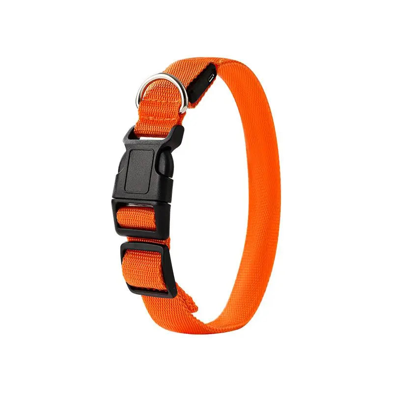 LED Light-Up Pet Collar, Large, Adjustable, USB Rechargeable, for Cats and Dogs, Nighttime Anti-Lost– Orange Wholesale Hub