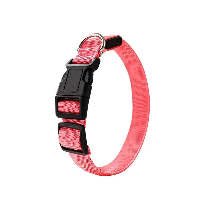 Pet LED Light-Up Collar, Large, Adjustable, USB Rechargeable, for Cats and Dogs, Nighttime Anti-Lost - Pink Wholesale Hub