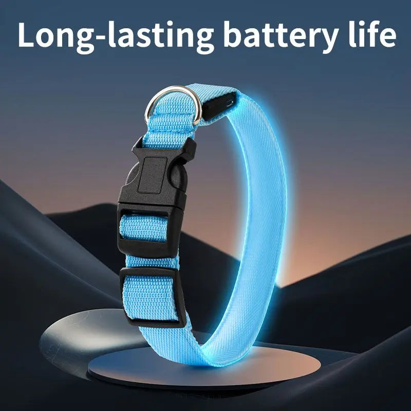 Pet LED Light-Up Collar, Large, Adjustable, USB Rechargeable, for Cats and Dogs, Nighttime Anti-Lost - Pink Wholesale Hub