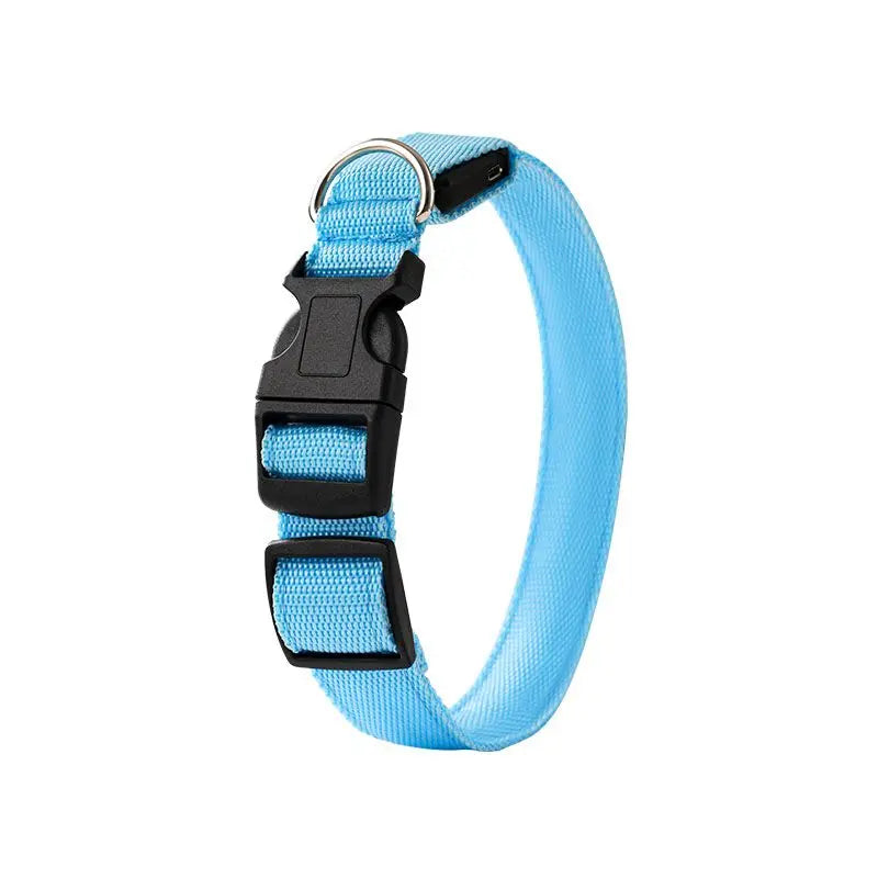 LED Light-Up Pet Collar, Large, Adjustable, USB Rechargeable, for Cats and Dogs, Nighttime Anti-Lost– Blue Wholesale Hub