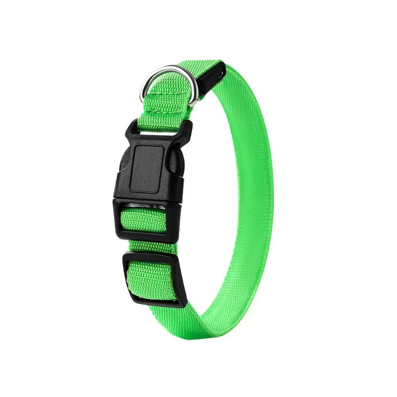 Pet LED Light-Up Collar, Large, Adjustable, USB Rechargeable, for Cats and Dogs, Nighttime Anti-Lost - Green Wholesale Hub