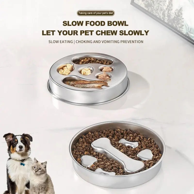 2-Piece Stainless Steel Slow Feeder Set for Pets, Reversible, for Cats and Dogs – Puppy Design Wholesale Hub