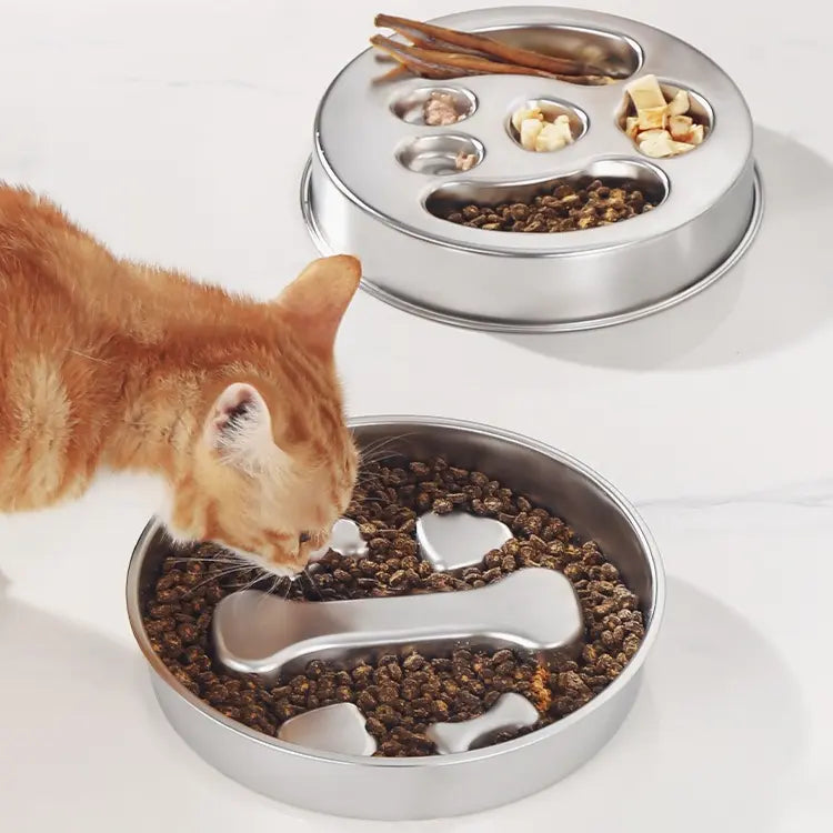 2-Piece Stainless Steel Slow Feeder Set for Pets, Reversible, for Cats and Dogs – Puppy Design Wholesale Hub