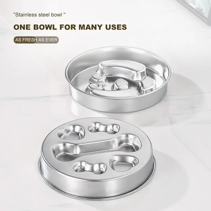 2-Piece Stainless Steel Slow Feeder Set for Pets, Reversible, for Cats and Dogs – Puppy Design Wholesale Hub