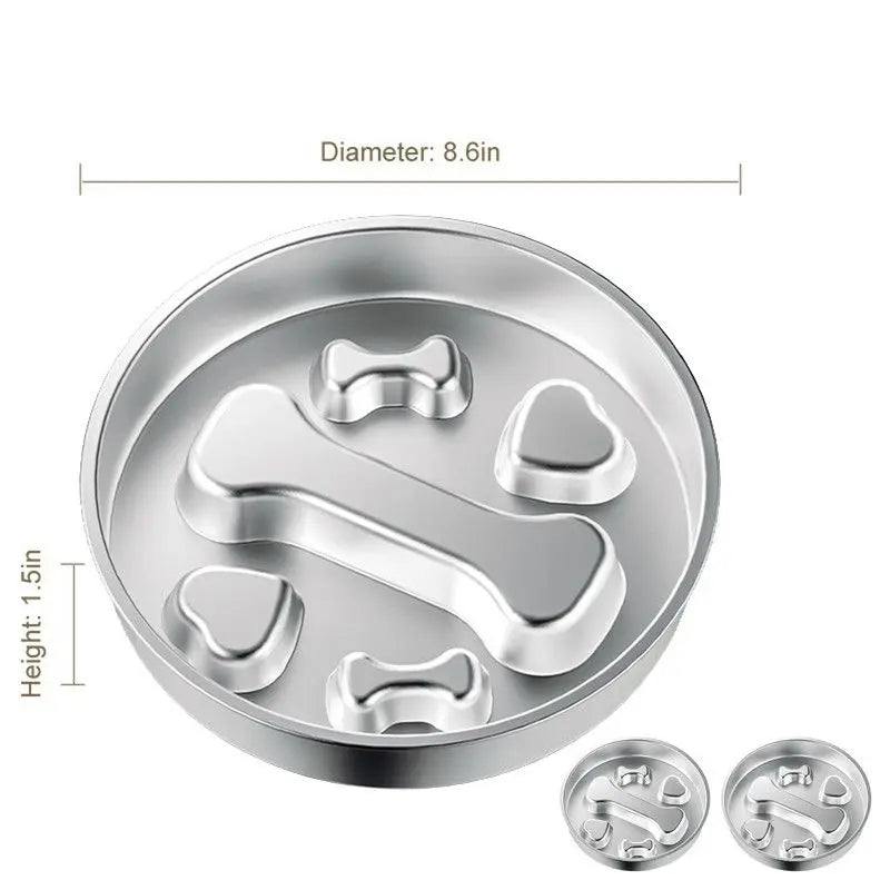 2-Piece Stainless Steel Slow Feeder Set for Pets, Reversible, for Cats and Dogs – Bone Design Wholesale Hub