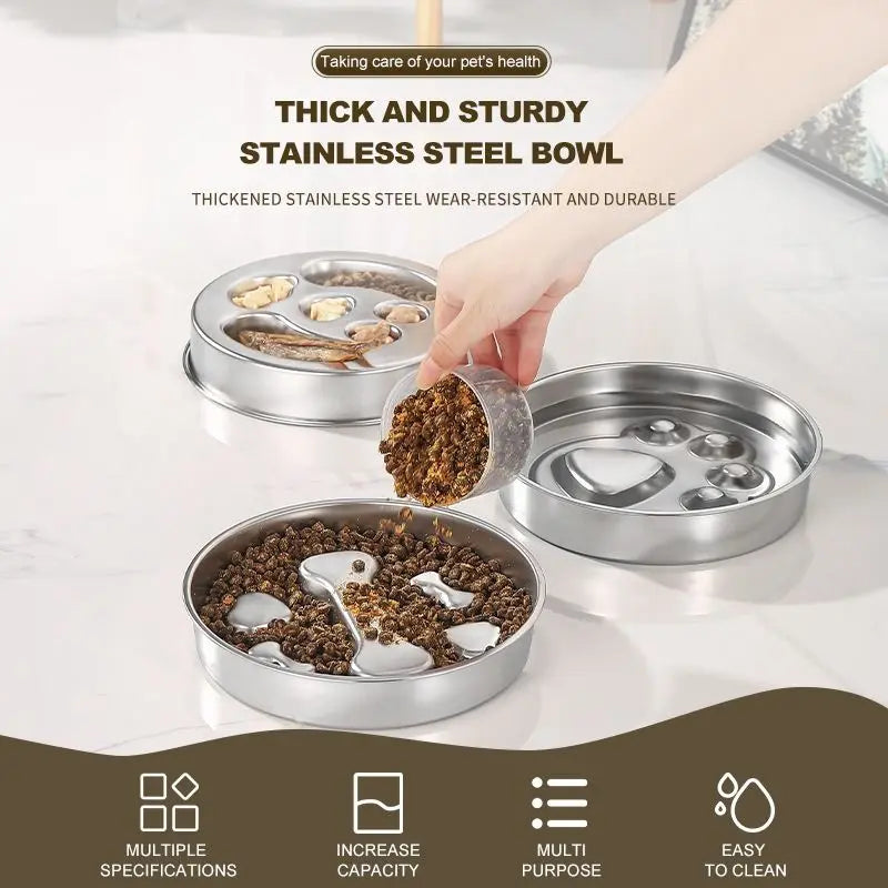 2-Piece Stainless Steel Slow Feeder Set for Pets, Reversible, for Cats and Dogs – Fishbone Design Wholesale Hub