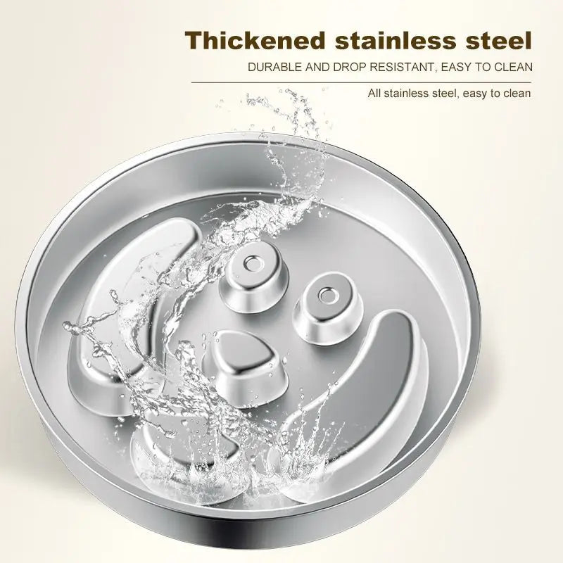 2-Piece Stainless Steel Slow Feeder Set for Pets, Reversible, for Cats and Dogs – Fishbone Design Wholesale Hub